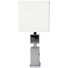 Chrome Square Column Table Lamp, French, 1970s 9