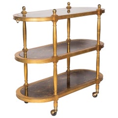 Gilt Wood Three-Tier Serving Cart, Antiqued Gold Surface