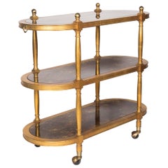 Gilt Wood Three-Tier Serving Cart, Antiqued Gold Surface 2