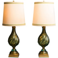 Seguso for Marbro, Pair of Blown Glass Table Lamps, U.S.A., 1960s