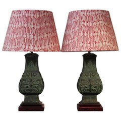 Pair of 20th Century Chinese Bronze Table Lamps