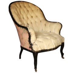 19th Century Armchair with Buttoned Seat and Back