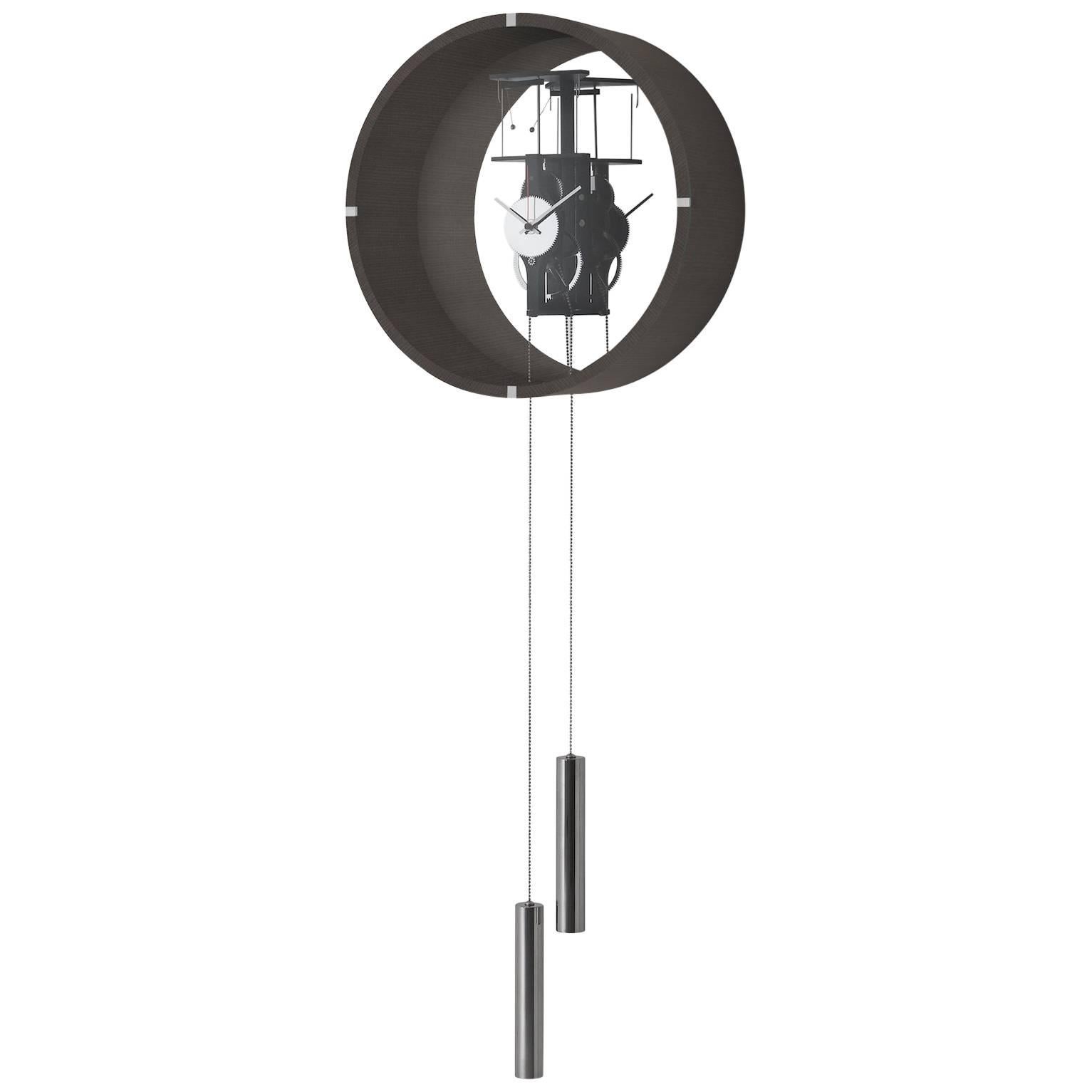Gallotti & Radice Tic Tac 14 Self Winding Pendulum Clock in Tobacco Stained Ash For Sale