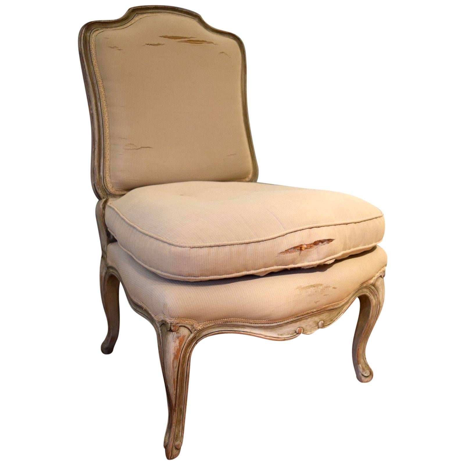 18th Century French Louis XV Low Side Chair For Sale