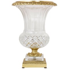 Early 20th Century French Cut Glass Medicis Urn Mounted on Bronze