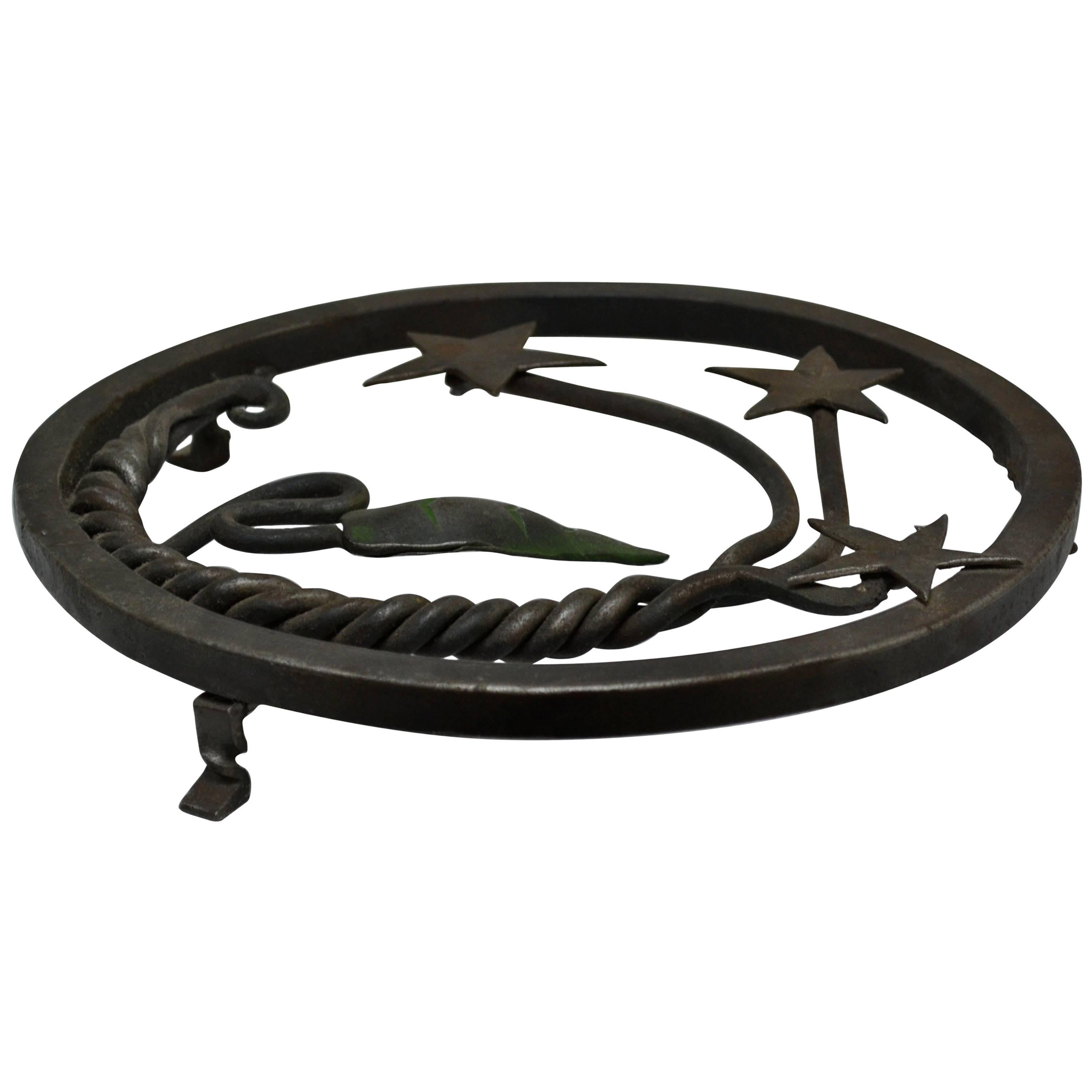 Hand-Forged Wrought Iron Trivet For Sale