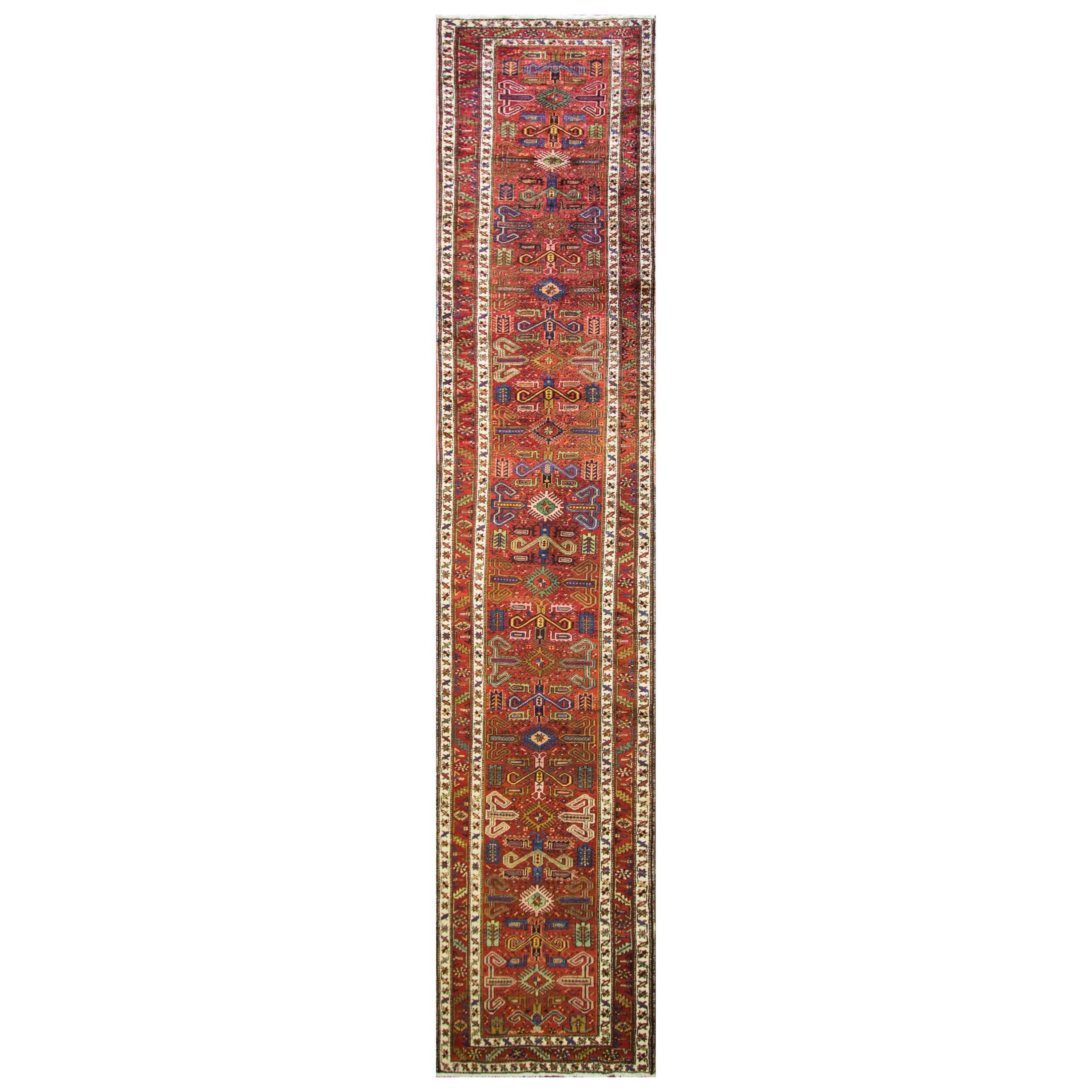  Antique Persian Heriz, Serapi Runner,  3'3" x 18'3" Free Shipping