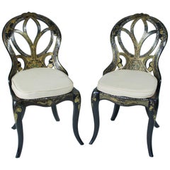 Pair of Papier-Mâché Japanned Lacquer Side Chairs by Bettridge