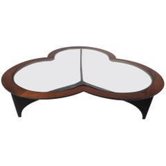 Vintage Mid-Century Modern Three-Leaf Clover Walnut Coffee Table by Lane Furniture