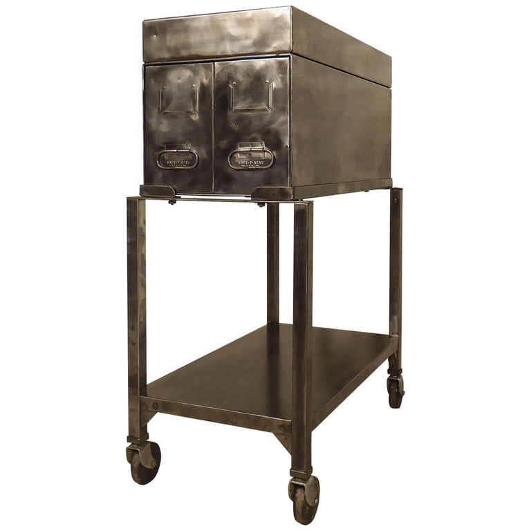 Large Industrial Metal Rolling Cart For Sale at 1stdibs