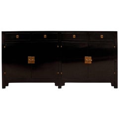 Fine Black Lacquer Sideboard with Drawers and Doors