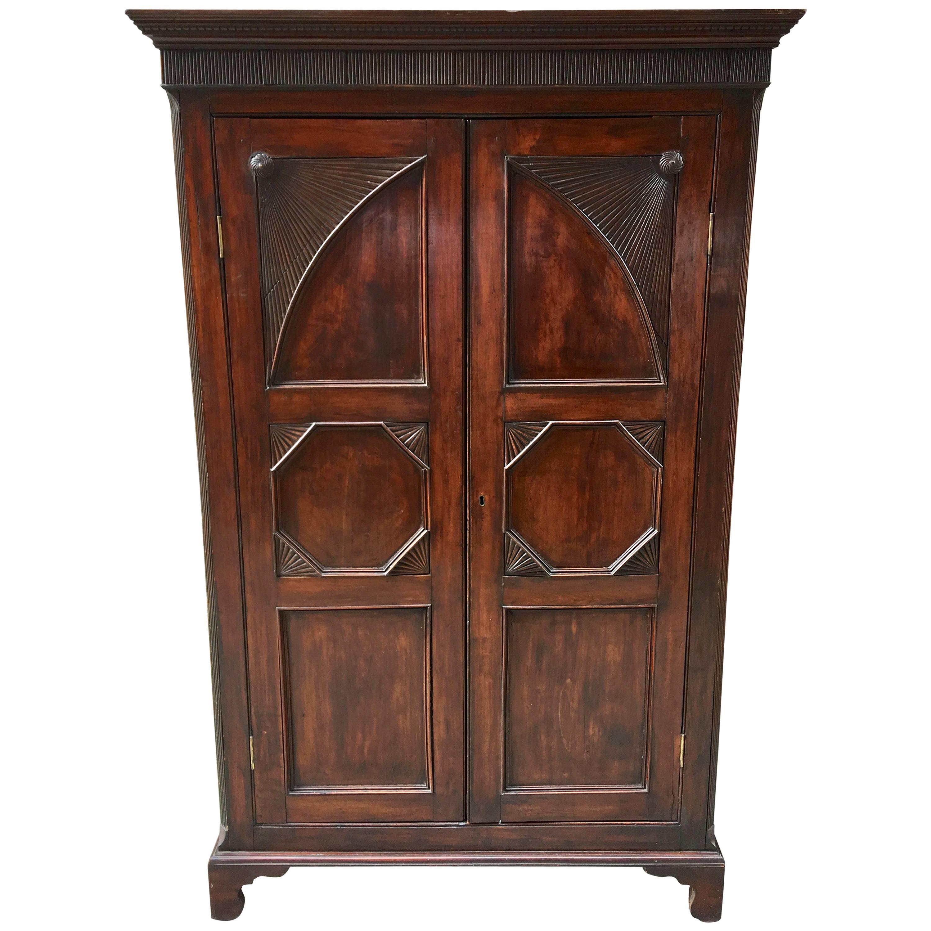 West Indian Mahogany Small-Scale Armoire with Bottom Drawers, circa 1820