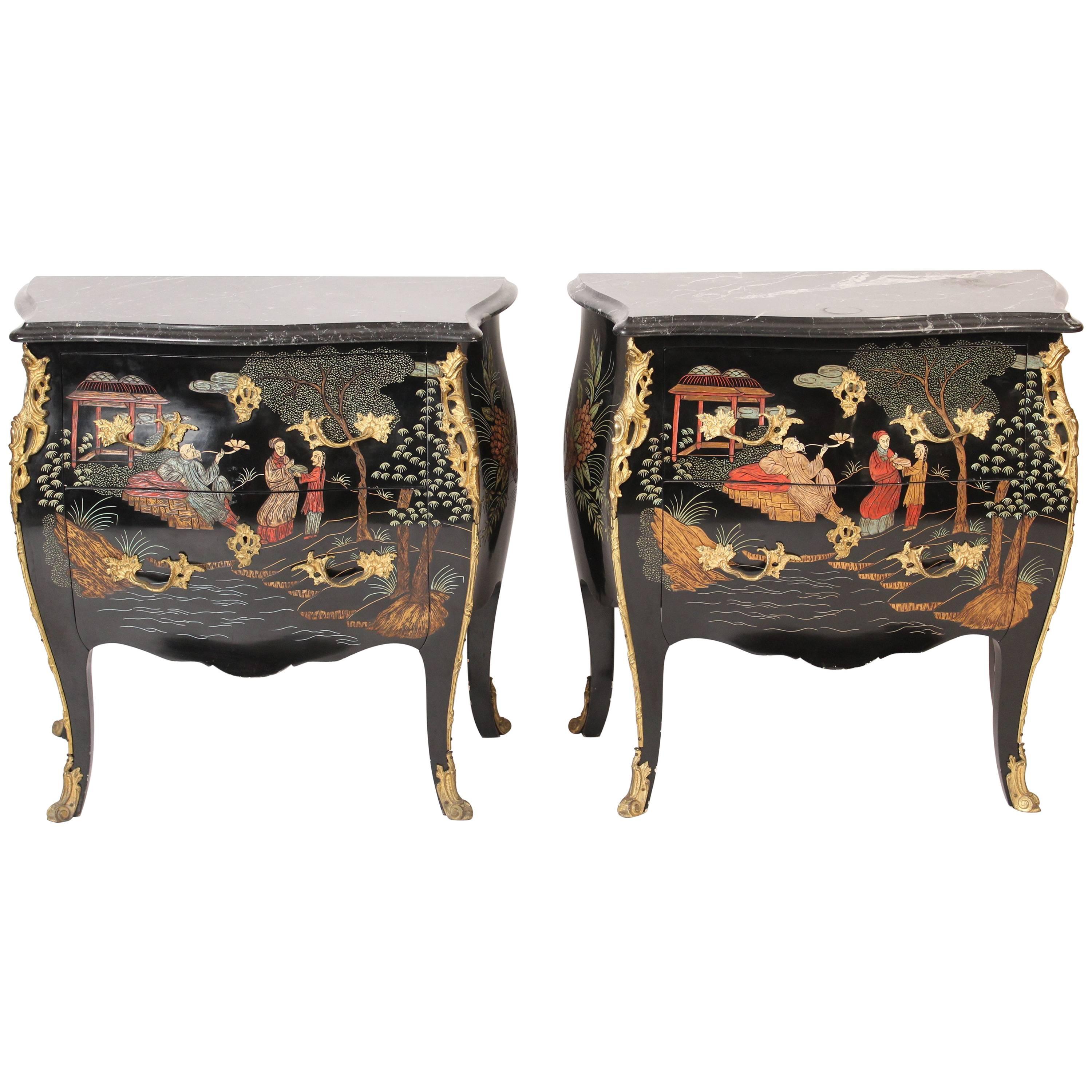 Pair of Louis XV Style Coromandel Lacquer Commodes