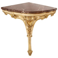 Antique Louis XV Style Painted and Gilt Decorated Corner Console