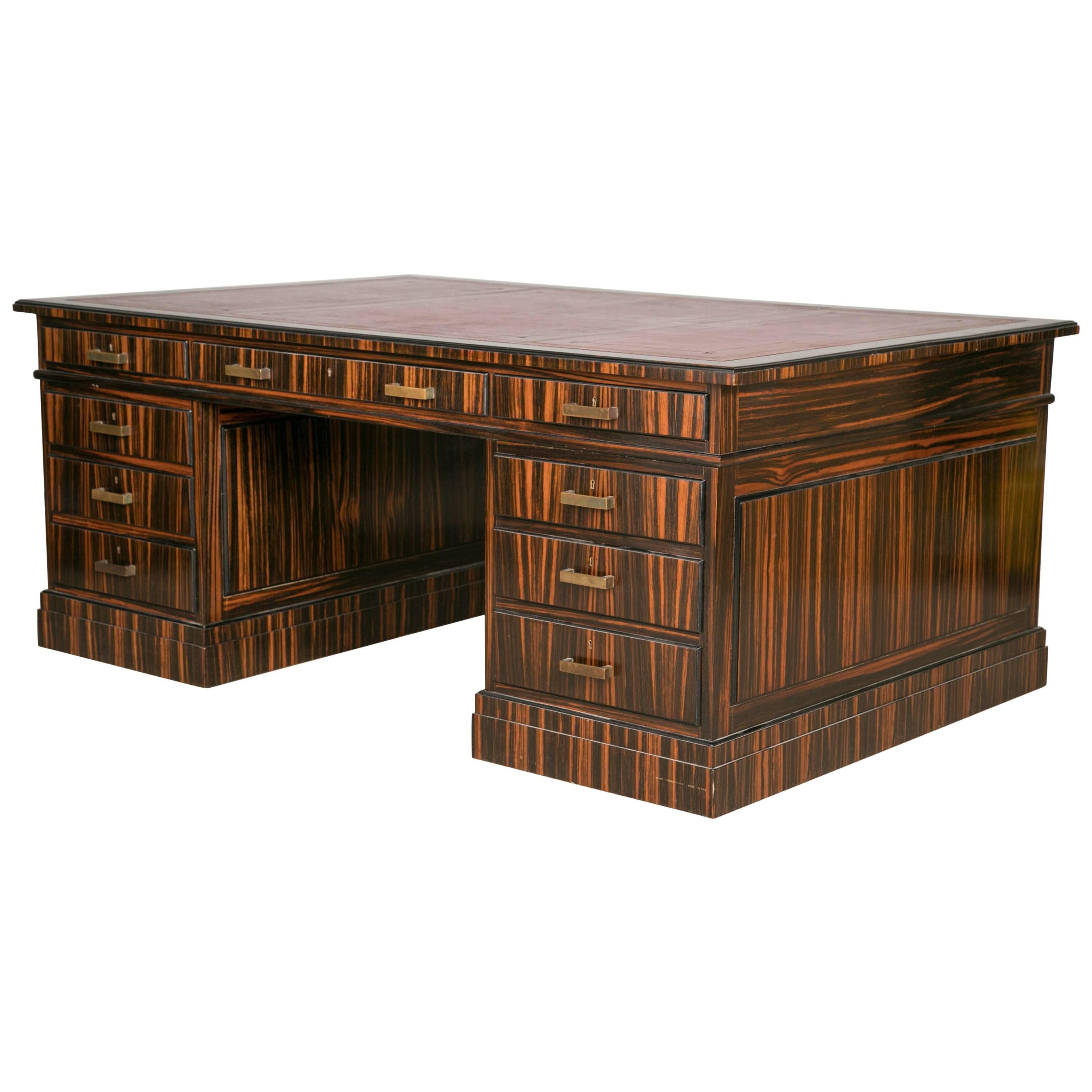 Macassar Ebony Pedestal Desk by Waring & Gillow 