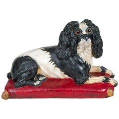 Early Staffordshire Black and White Sitting Spaniel