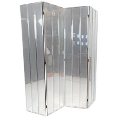 Stunning Mid-Century Modern Four-Panel Mirrored Room Divider