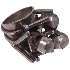 Rachel Gera Abstract Modernist Sterling Ring, Israel, circa 1975