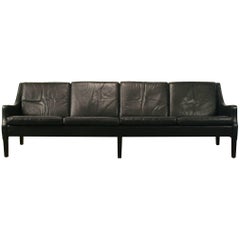 Vintage Danish Leather Four-Seat Sofa 10