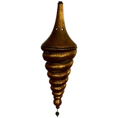 Mid-Century Italian Gilt Spiral Pendant Lamp