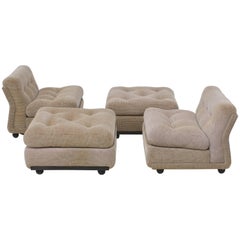 Pair of B&B Italia Mario Bellini Amanta Lounge Chairs and Ottomans