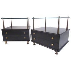 Pair of Italian Modern Glass Top End Tables 10