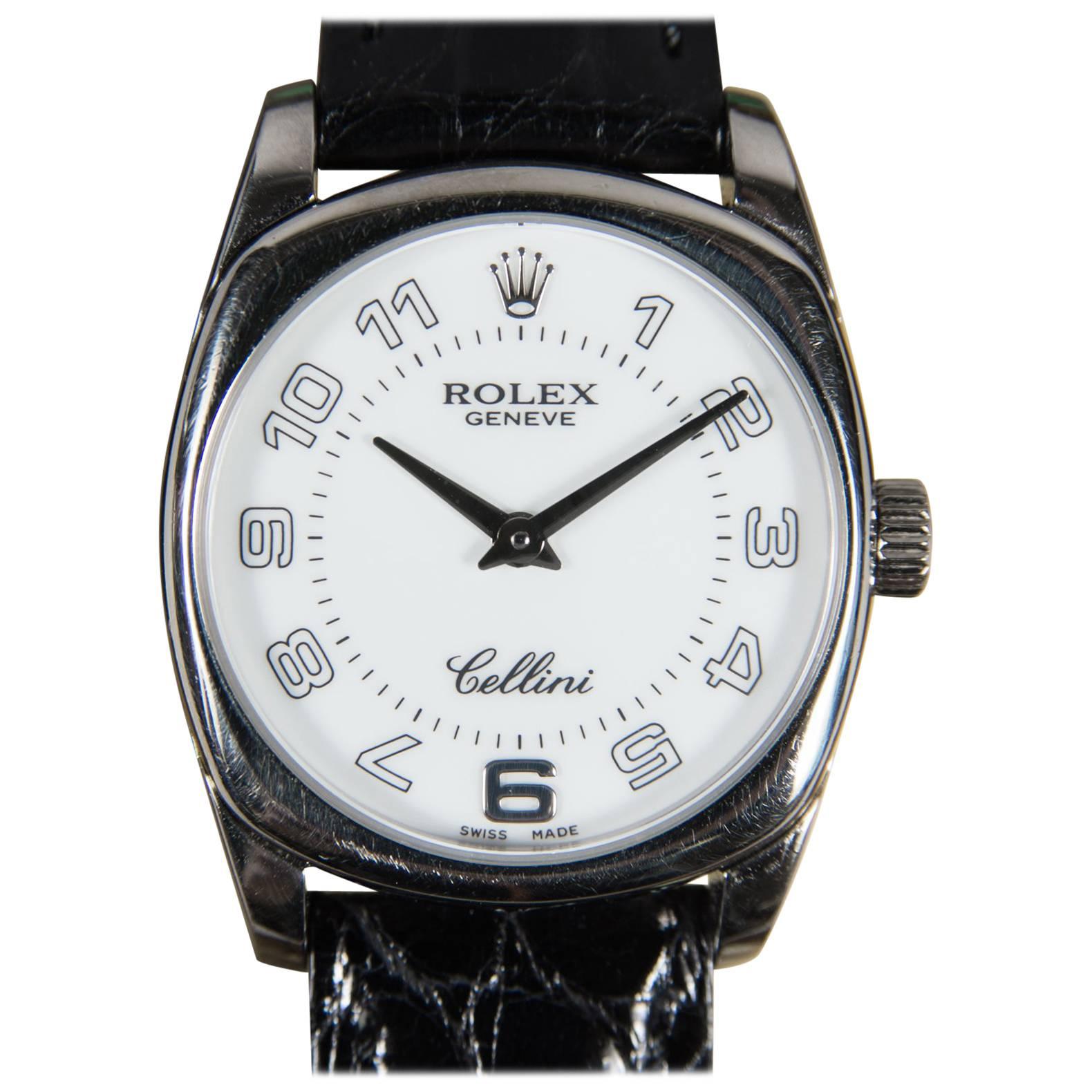 Rolex Cellini Danaos Womens 18-Karat White Gold Luxury Watch