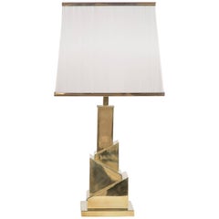 Modern Triangular Stepped Brass Block Desk Lamp Signed Romeo Rega
