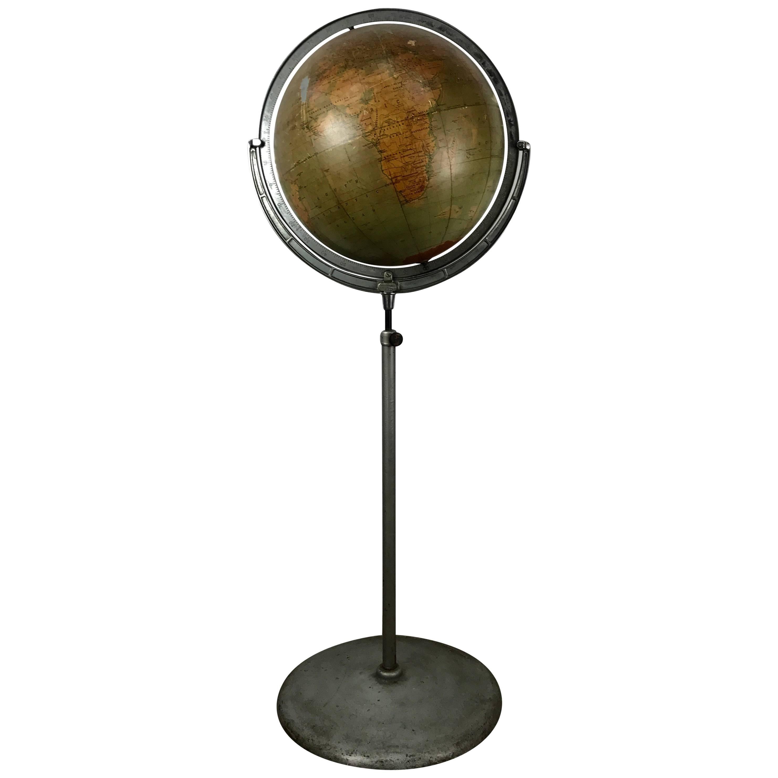Telescoping Adjustable World Globe by Rand McNally, Chicago For Sale