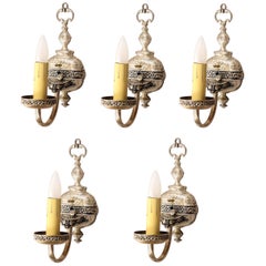 1 of 5 Elegant Silver Toned 1920s Sconce 3