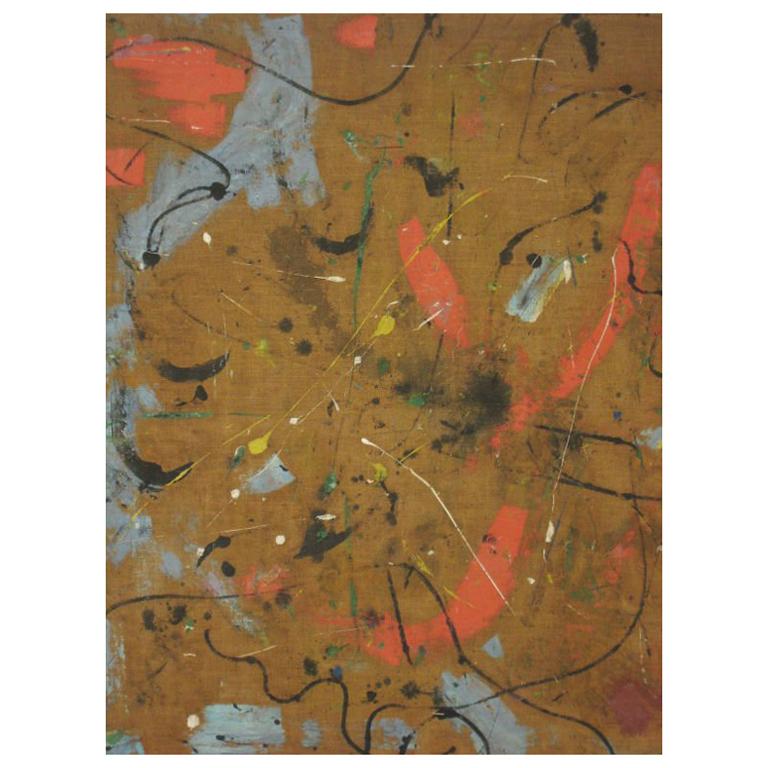 Large Flemish Midcentury Abstract Expressionist Painting by A.C. Hermkens, 1961 For Sale