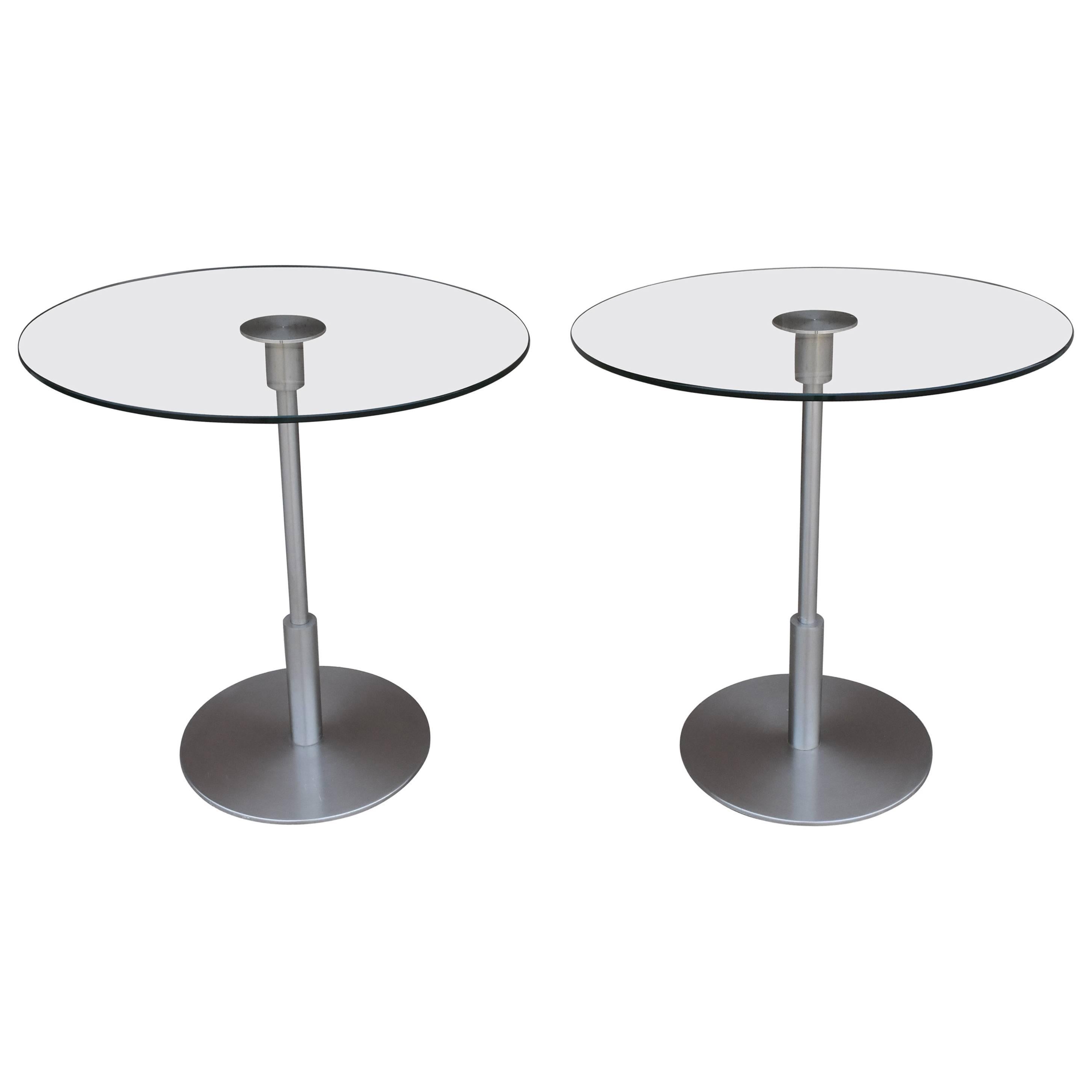 Vintage Pair of Chrome and Glass Burberry Store Display Tables