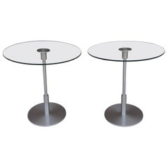 Vintage Pair of Chrome and Glass Burberry Store Display Tables