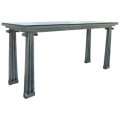 Post Modernist Architectural Console Table with Smoked Glass & Verdigris Finish 3