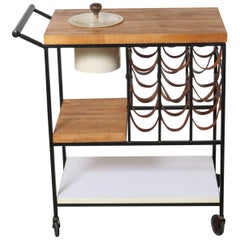 Arthur Umanoff Bar Cart with Wine Rack and Butcher Block 6