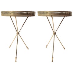 1960s Pair of Neoclassical Brass Side Table