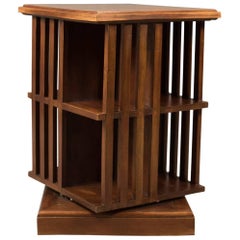 Mid-Century Revolving Bookcase, Mahogany Bookshelf, circa 1970