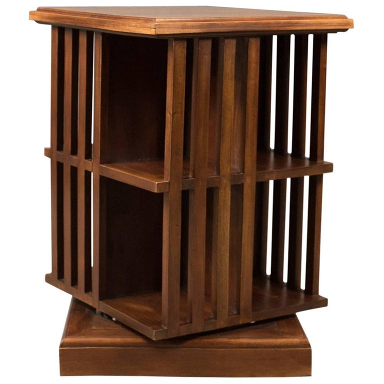 MidCentury Revolving Bookcase, Mahogany Bookshelf, circa 1970 at 1stDibs