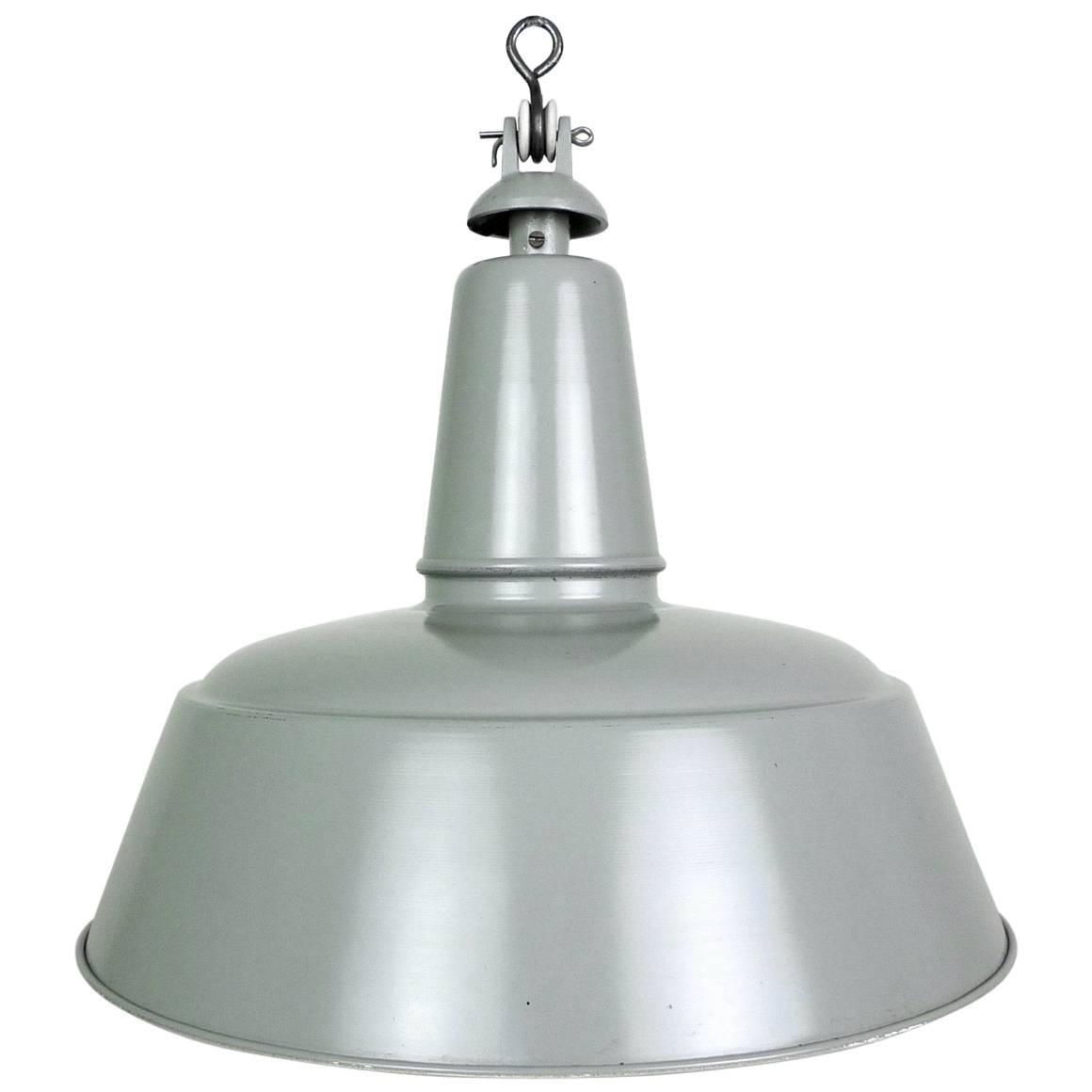 German Light-Gray Metal Industrial Pendant from the 1950s