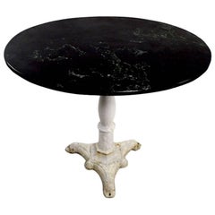 Marble-Top Cafe Table with Cast Iron Base