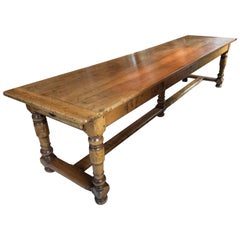 Superbly Long Impressive French Walnut Refectory Dining Table
