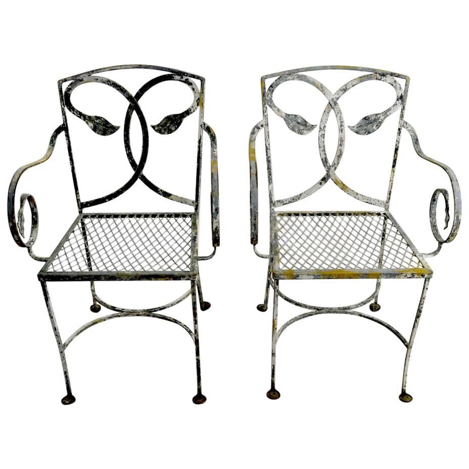 Pair of Salterini Wrought Iron Armchairs
