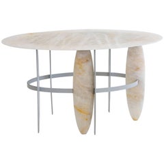 Contemporary Pablona Moon White Quartzite Lumix Side Table by Leonardo Di Caprio