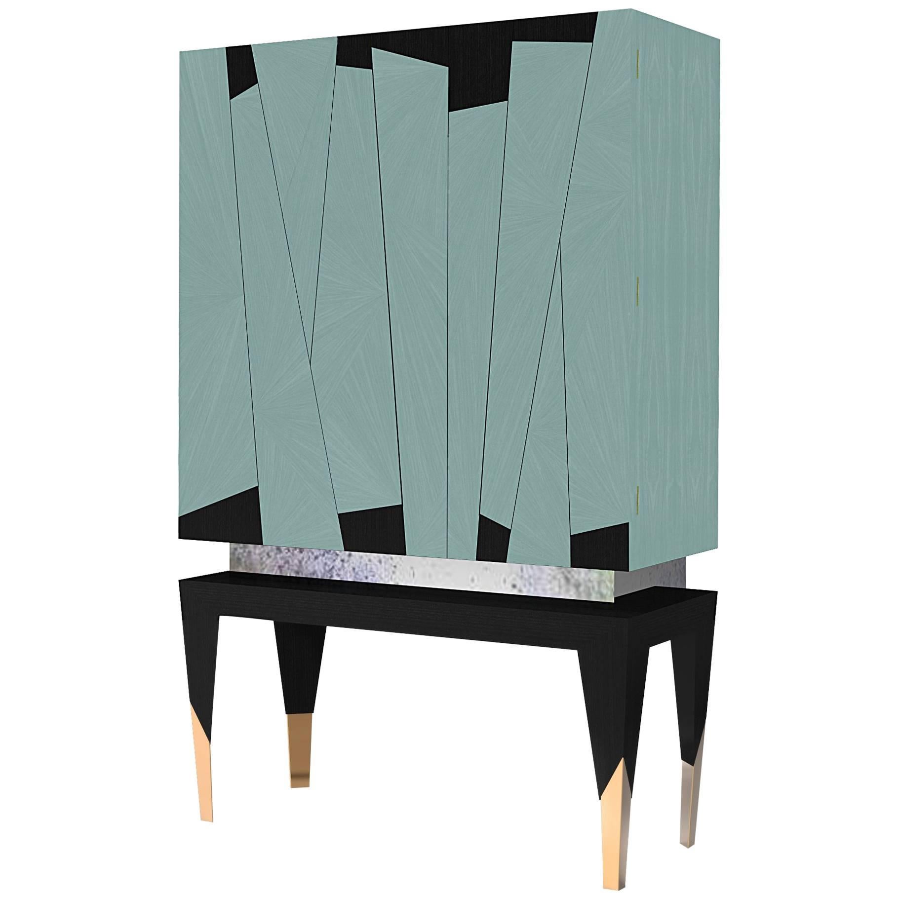 Frida Cabinet in Cyan Ashwood by Fratelli Basile, Made in Italy For Sale
