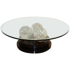 Round Coffee Table on Three Large Globes