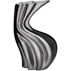 Sinuo Platinum by Niccolò Poggi, Handmade Ceramic Vase, Made in Italy
