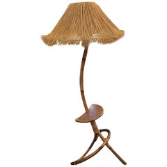 Beautiful French Audoux Minet Wicker Floor Lamp, circa 1960 1