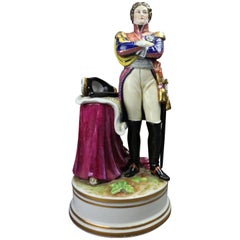 German Muller-Volkstedt Hand-Painted Figural Porcelain of Napoleon, 19th Century