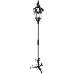 Wrought Iron Venetian Floor Lamp for Outdoor or Indoor, Can Be Electified