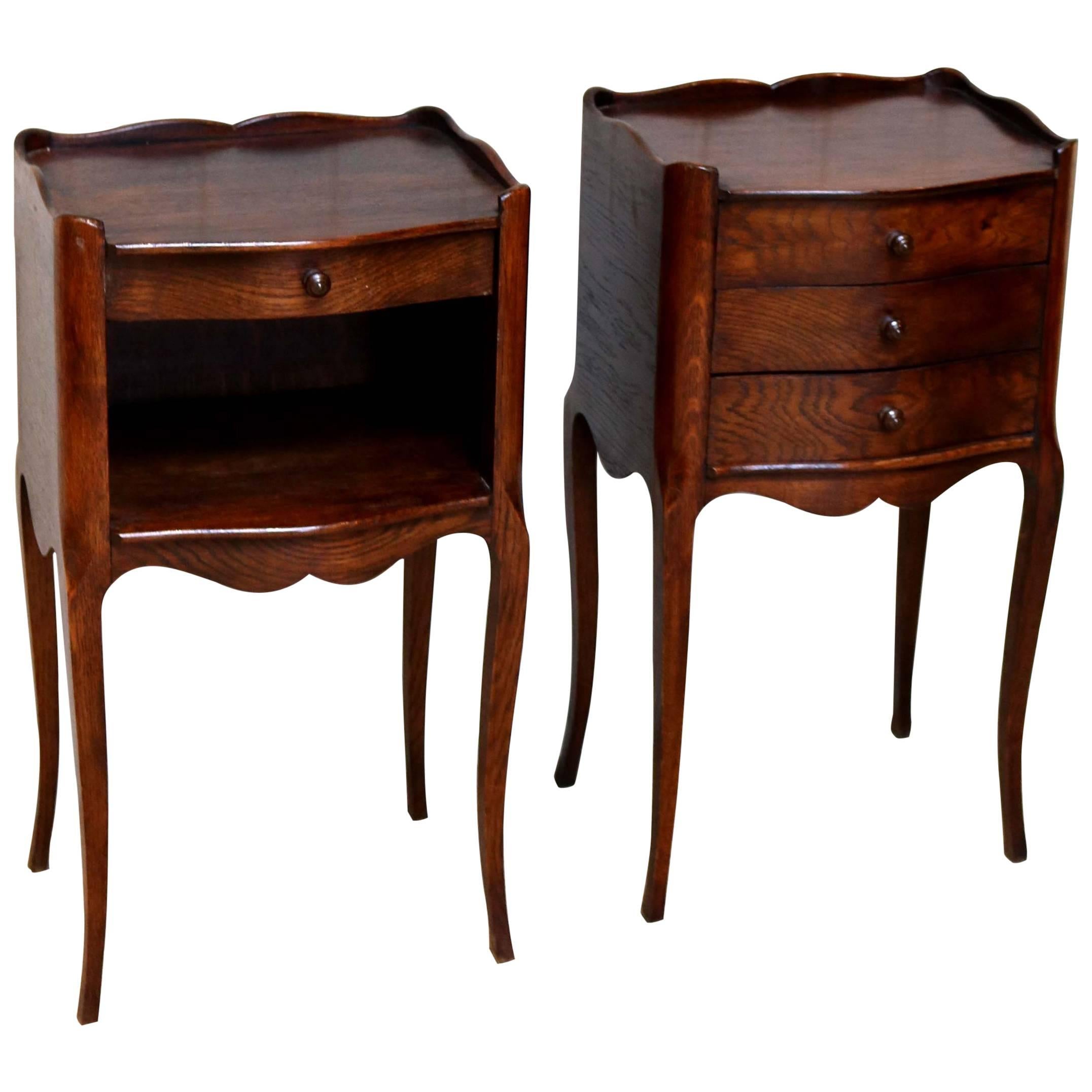 Pair of French Oak Bedside Cabinets For Sale